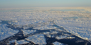Sea ice in broken sheets off the coast of Alaska in late April, 2005