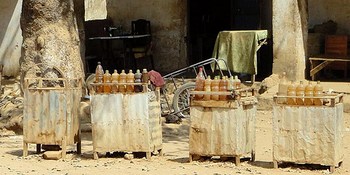 Petrol for sale by the bottle in Cameroon.