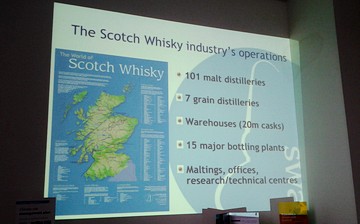 A presentation by Morag Garden of the Scotch Whisky Association during the field visit.
