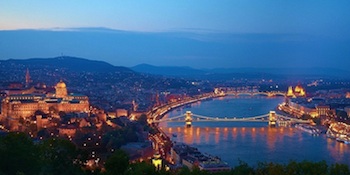 The Danube River flowing through Budapest.