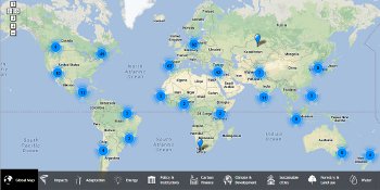 The ICCG global map of climate think tanks.