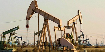 Oil pump jacks on an oilfield