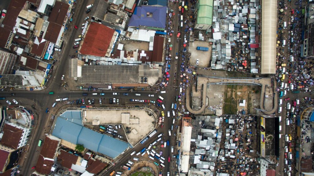 City in Ghana, from above