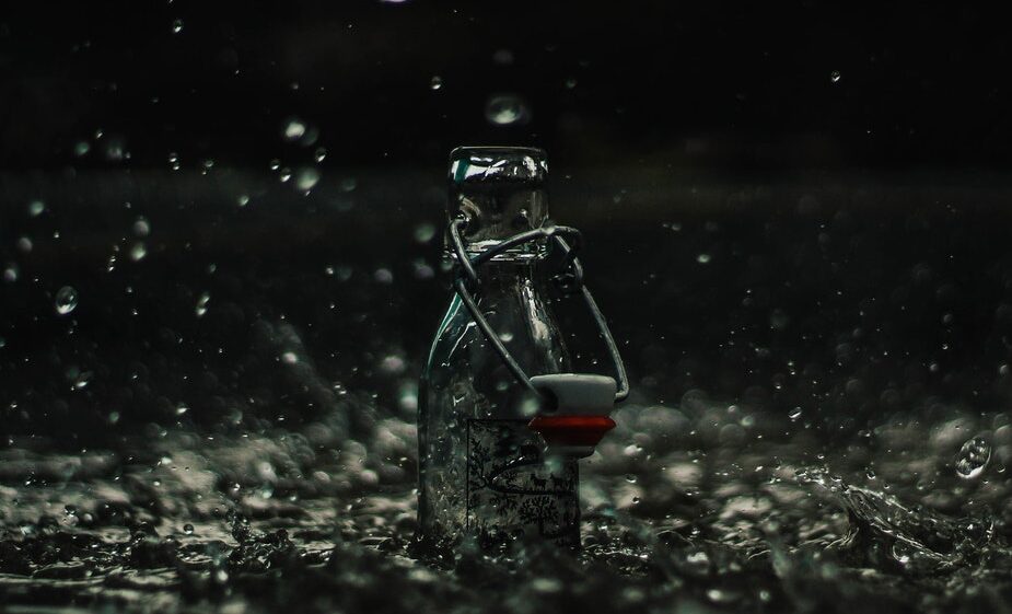 Bottle of rain water