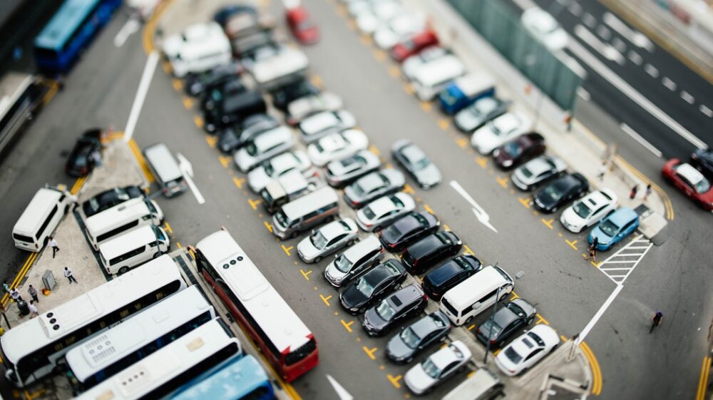 Buses and cars