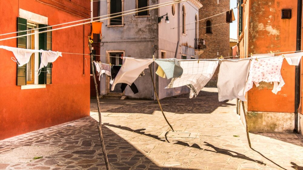 Laundry drying in Italian street