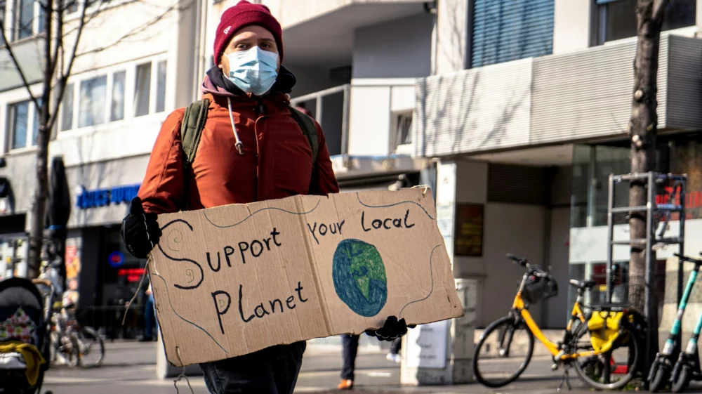 protester with sign