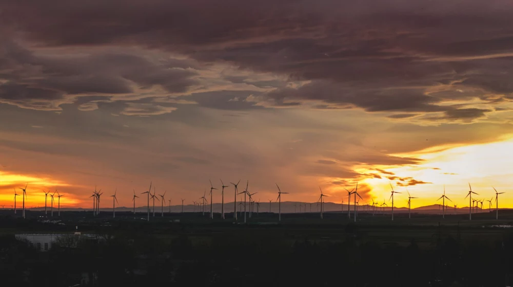 landscape with wind turbines