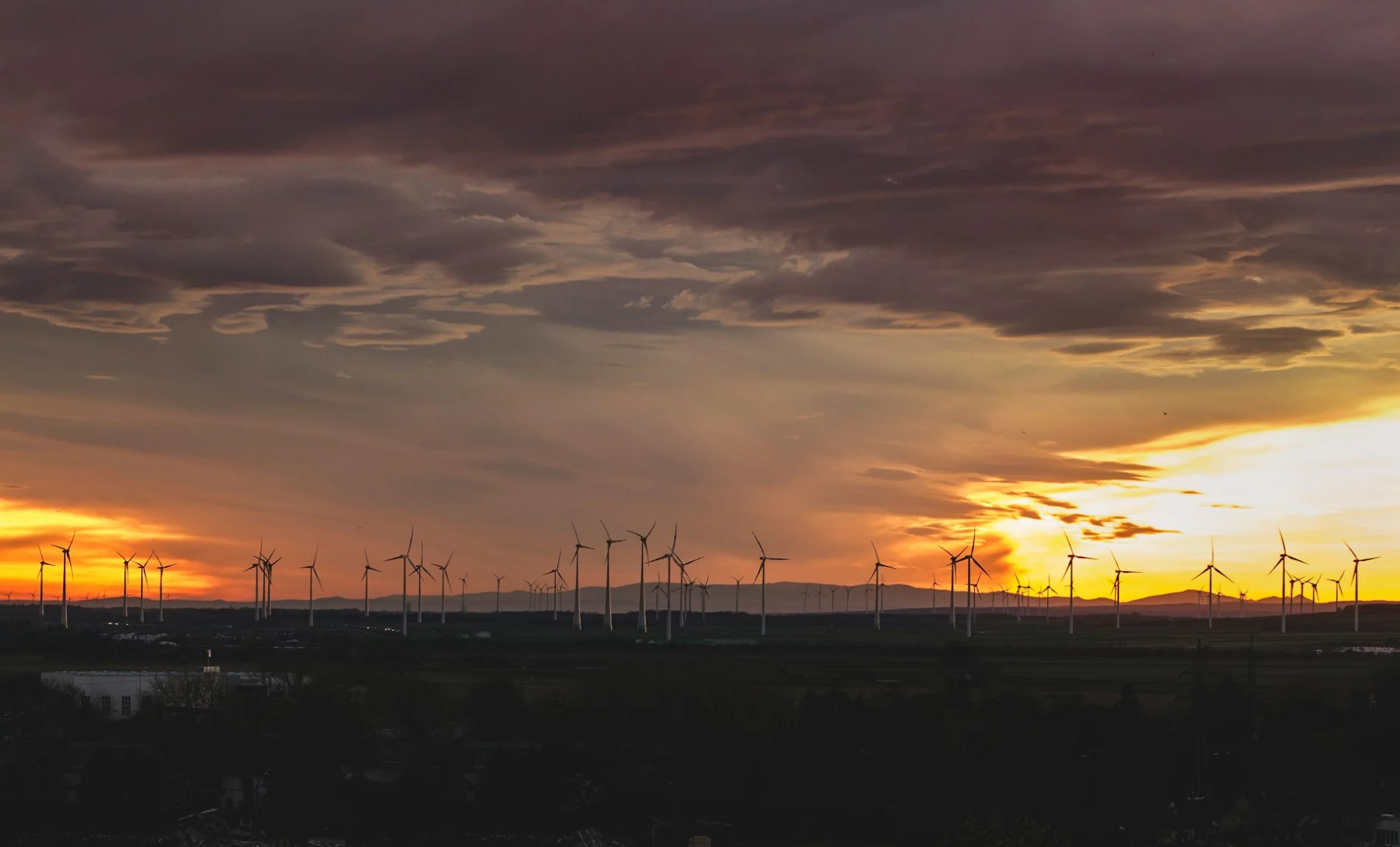 landscape with wind turbines
