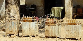 Display of petrol bottles