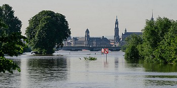A view of Dresden on the morning of 5 June, before the Elbe had crested.