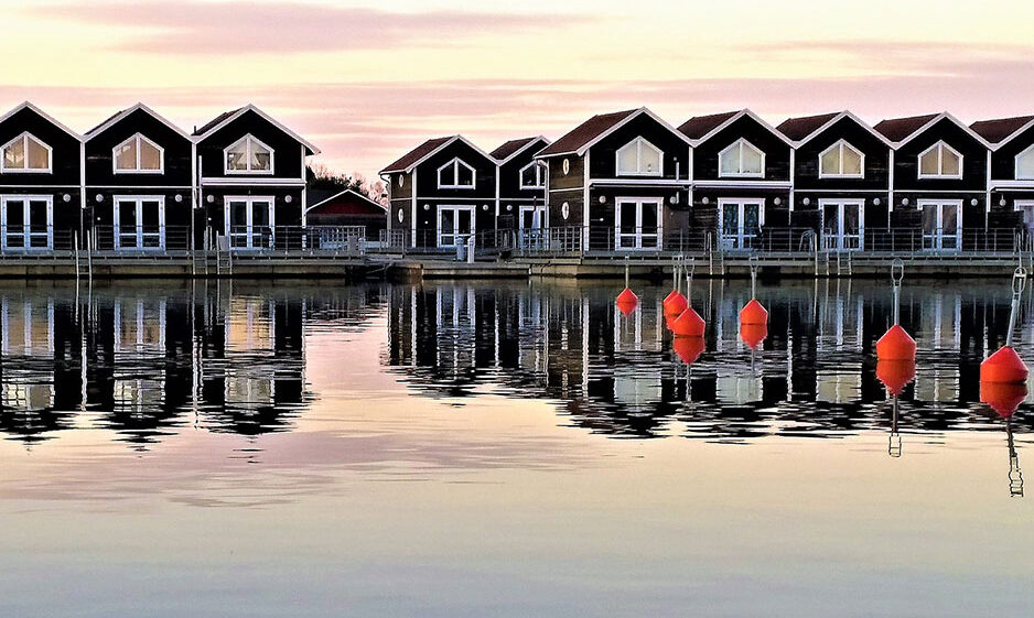 Houses next to the water in Sweden