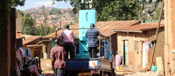 Portable toilet on truck