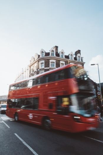 London bus passing quickly