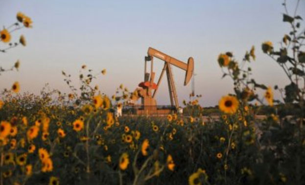 Oil drilling behind a field