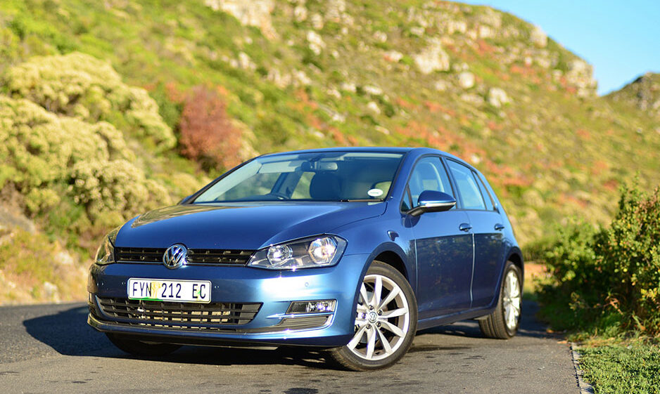 A blue Volkswagen car
