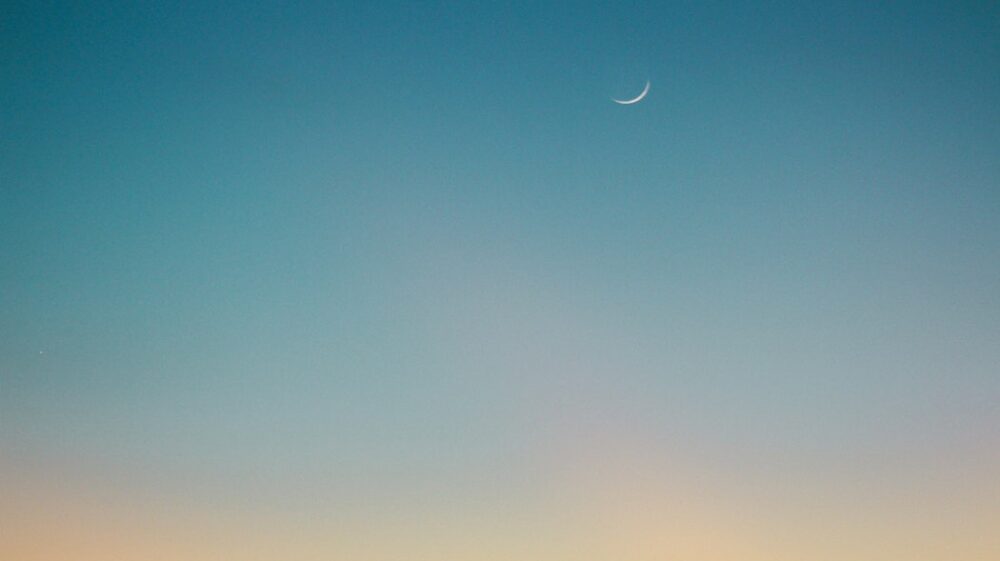 Sunset with moon