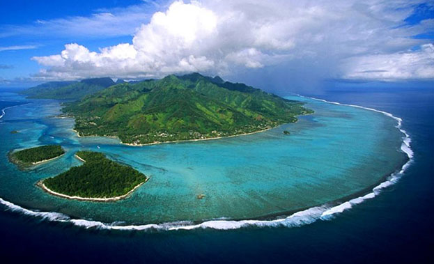 Aerial view of an island