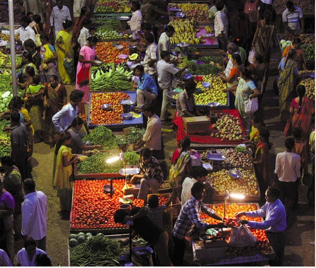 Vendors in rural western India uses solar light