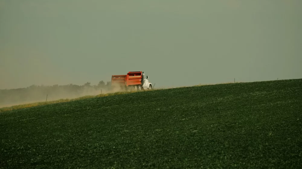 field with truck