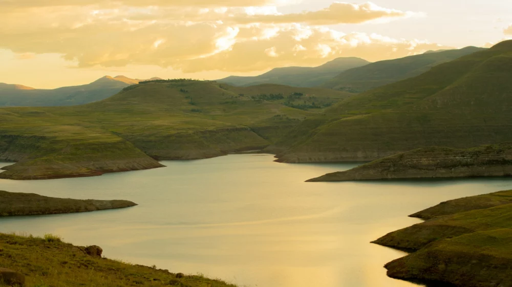 mountains and body of water