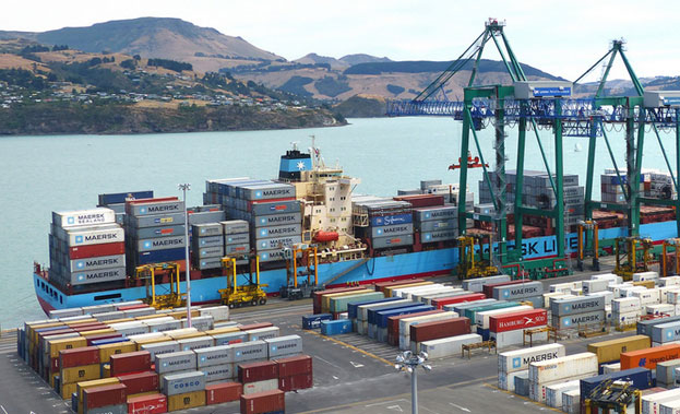 Shipping port filled with containers