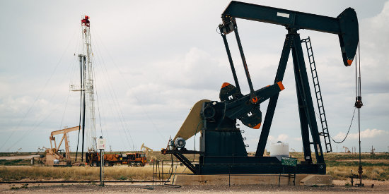 Oil pump jacks in Eddy County, NM, on the Permian Field