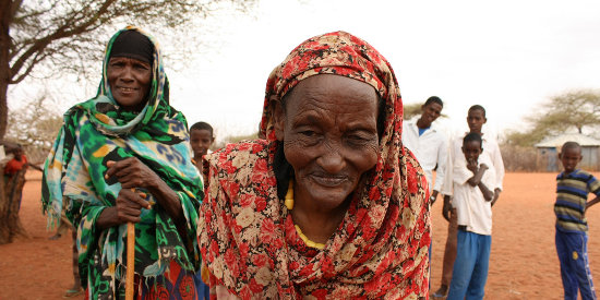 An aging farmer in Kenya.