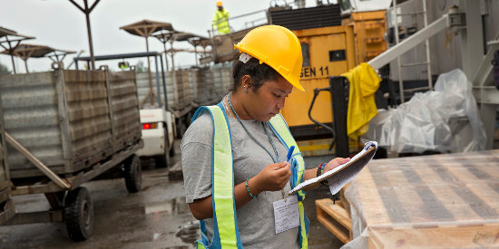 Woman working constructions