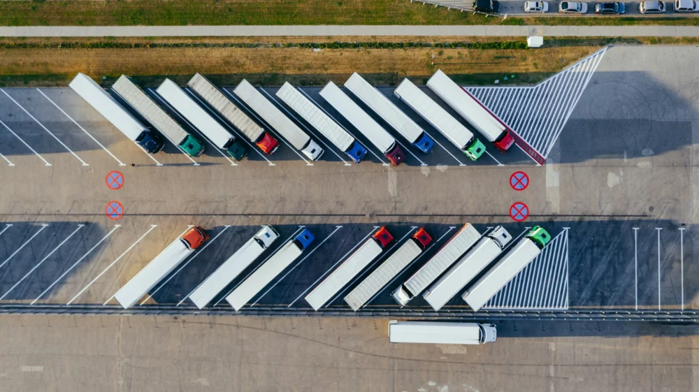 trucks lined up
