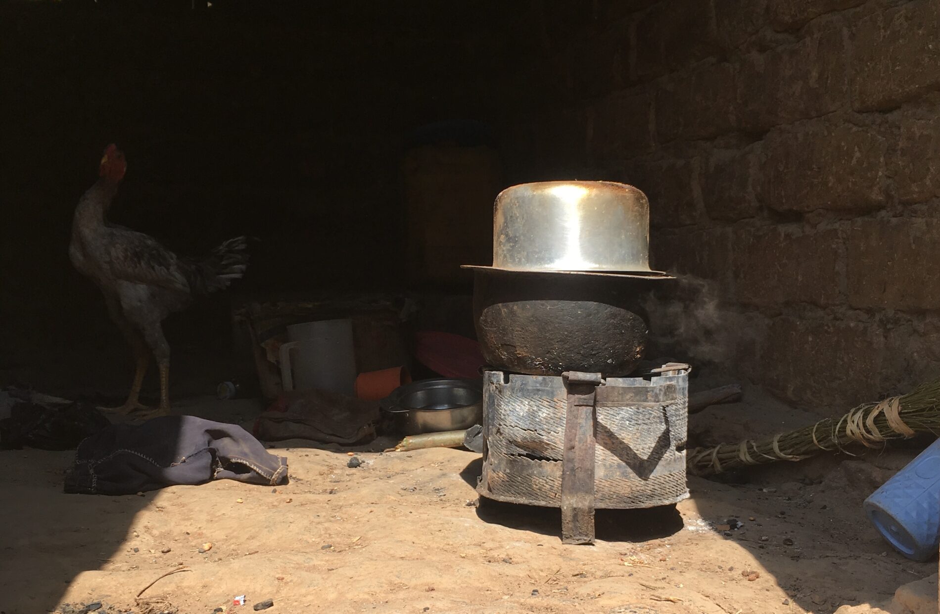 A cookstove in a kitchen