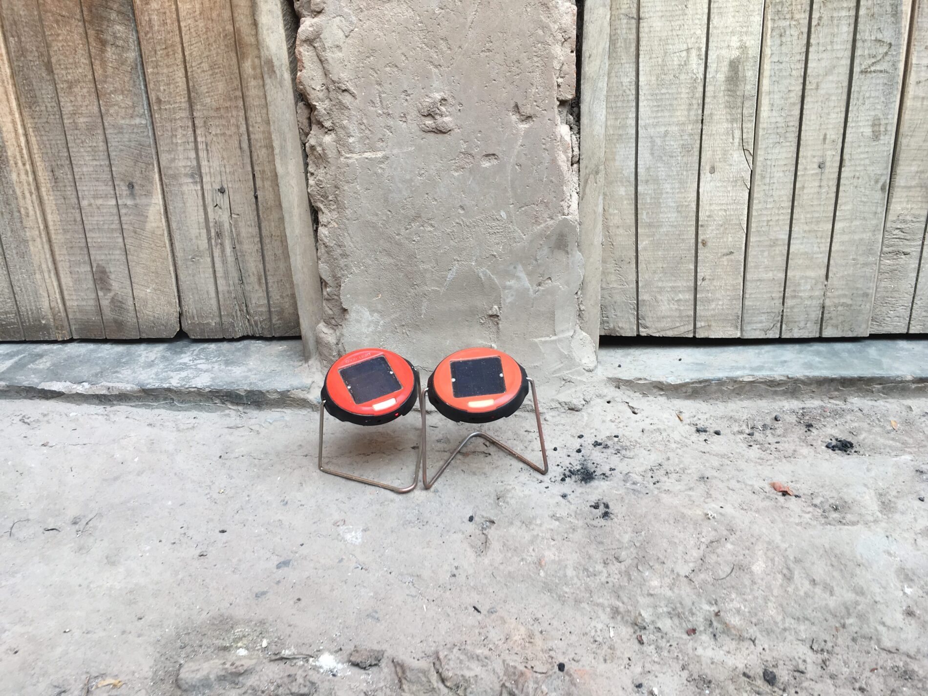 Solar lanterns infront of a home