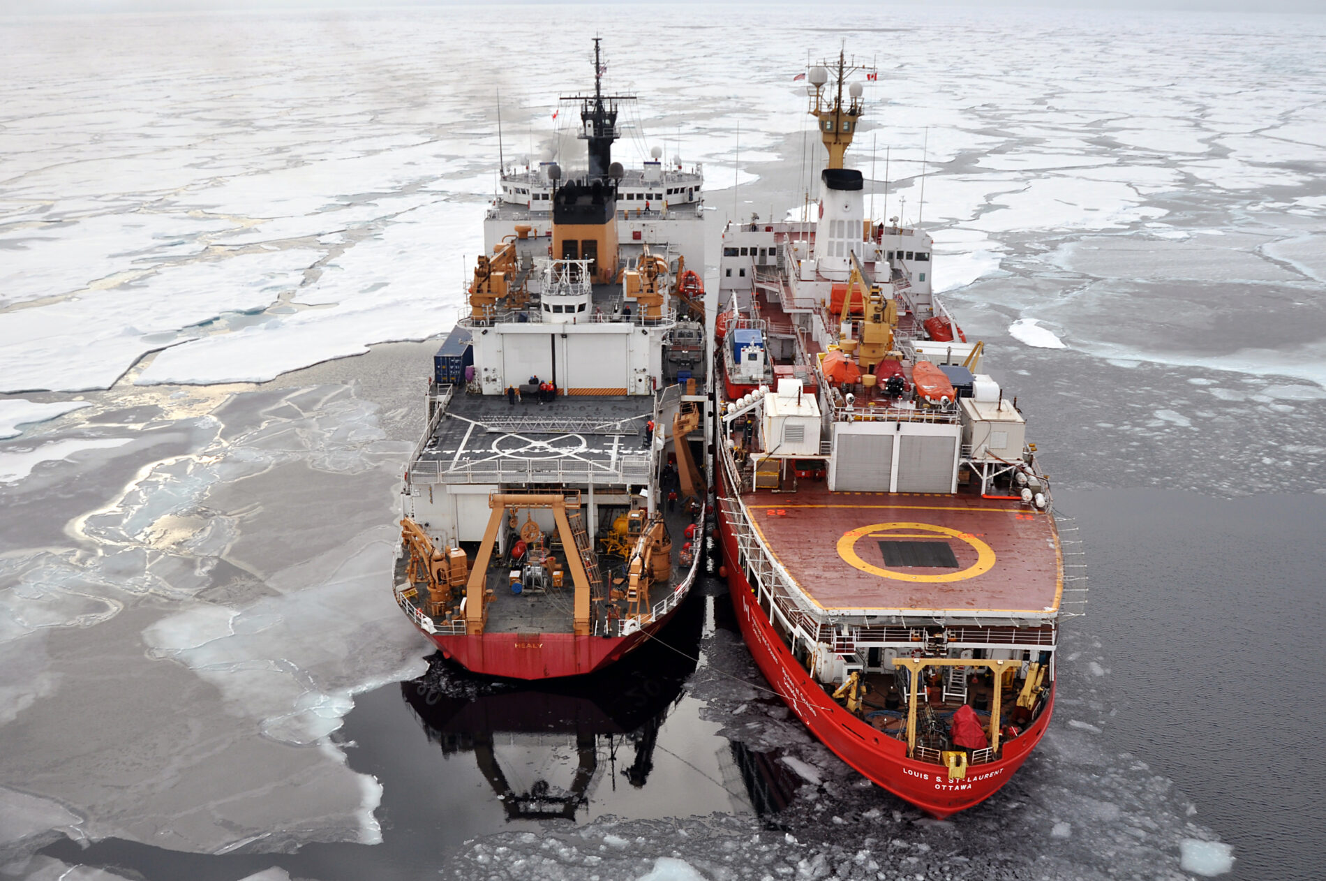 Canadian Coast Guard Ship ties up to the Coast Guard Cutter