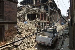 Earthquake damaged houses in Nepal