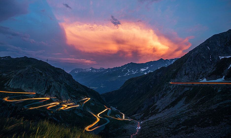 Mountain and roads