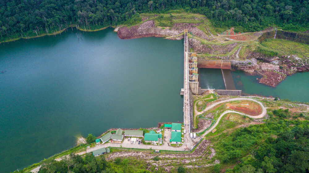 arial shot of dam