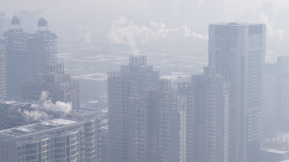 cityscape with smog
