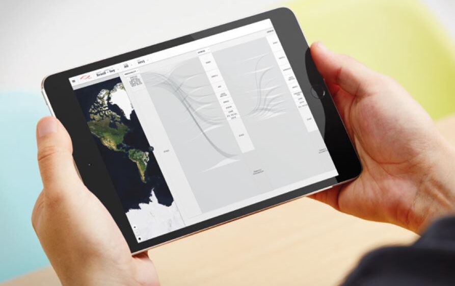 A screenshot from Trase, shown on a tablet computer