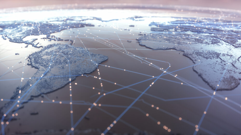 Interlinked countries and continents