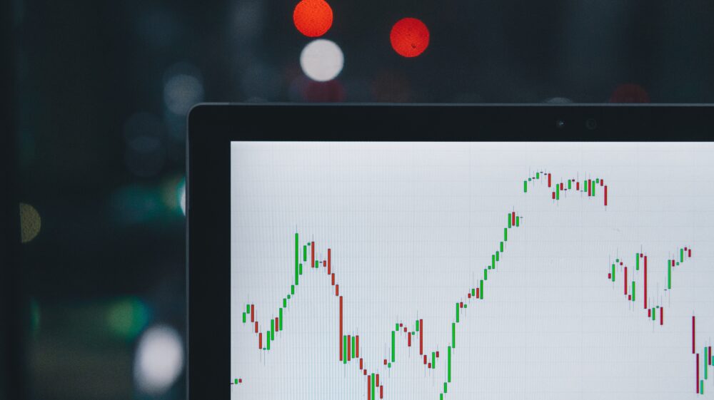computer monitor showing a graph