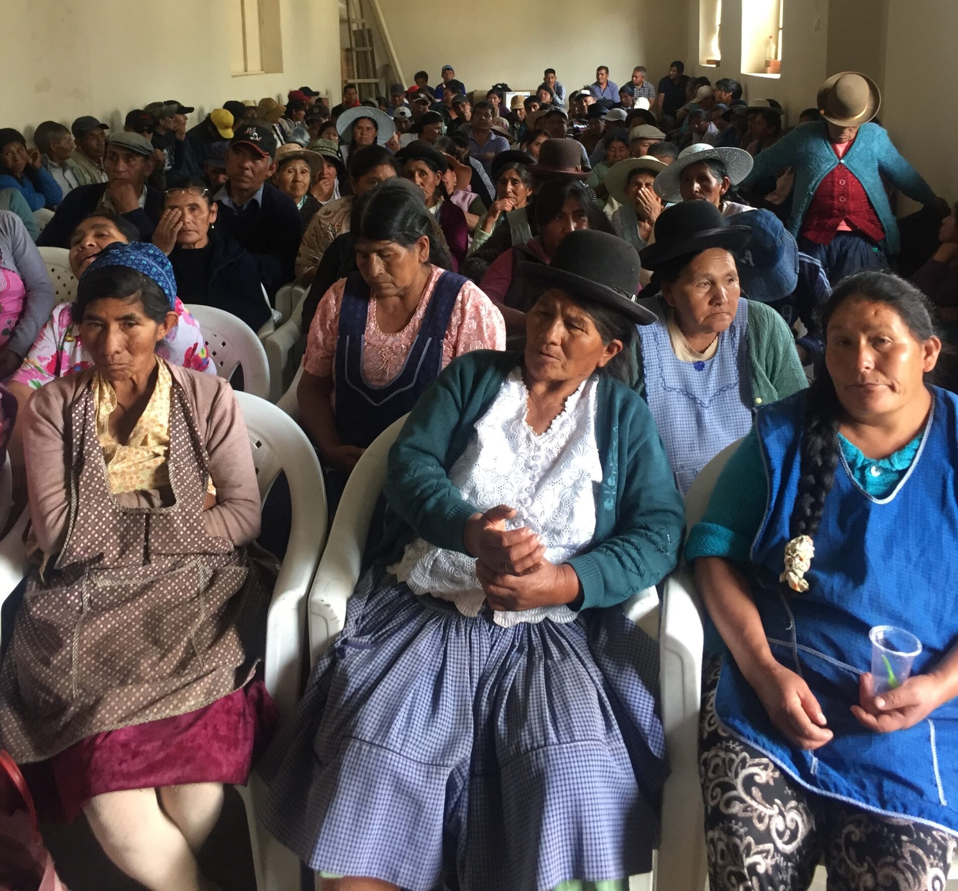 Residents at community meeting in Tupiza watershed, Bolivia