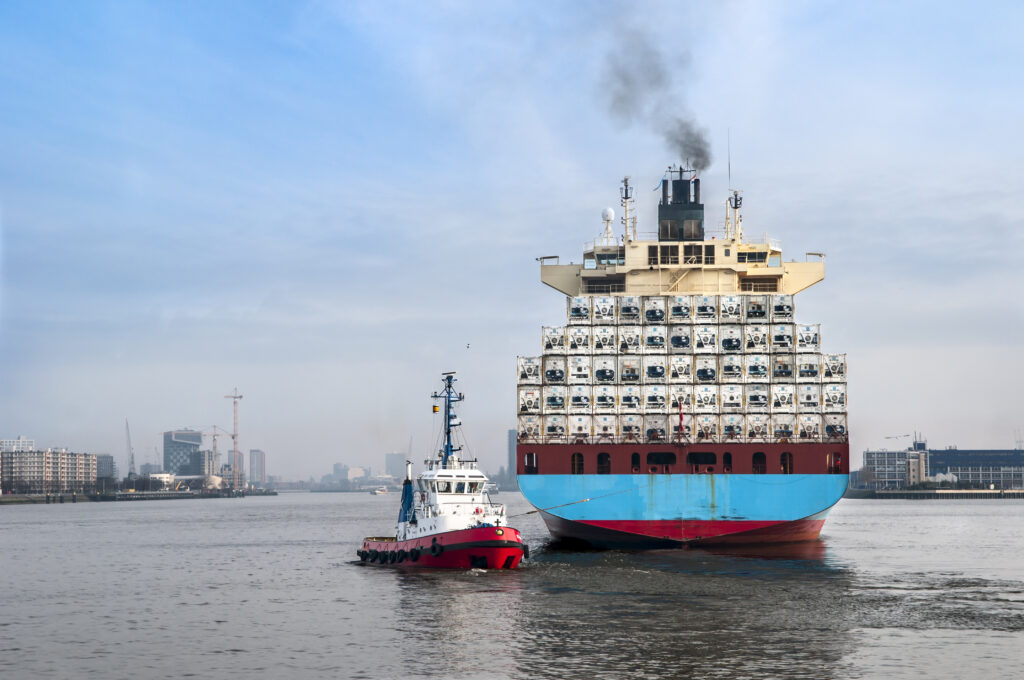 A ship carrying reefer (refrigerated) containers in the port of Rotterdam, Netherlands