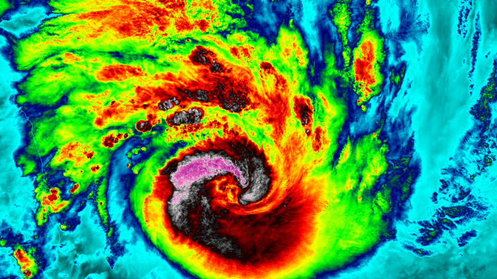 NASA satellite image of Cyclone Felleng during the night on Jan. 28, 2013.