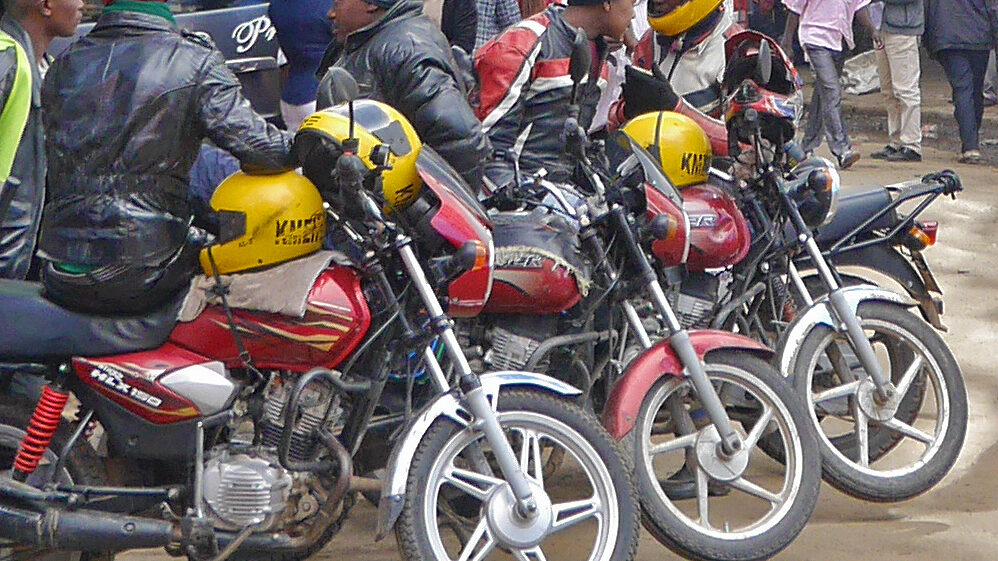 BodaBoda Motorcycle Taxis on streetcrner in Nairobi