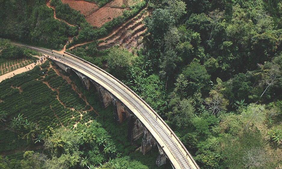 A bridge over a lush green landscape