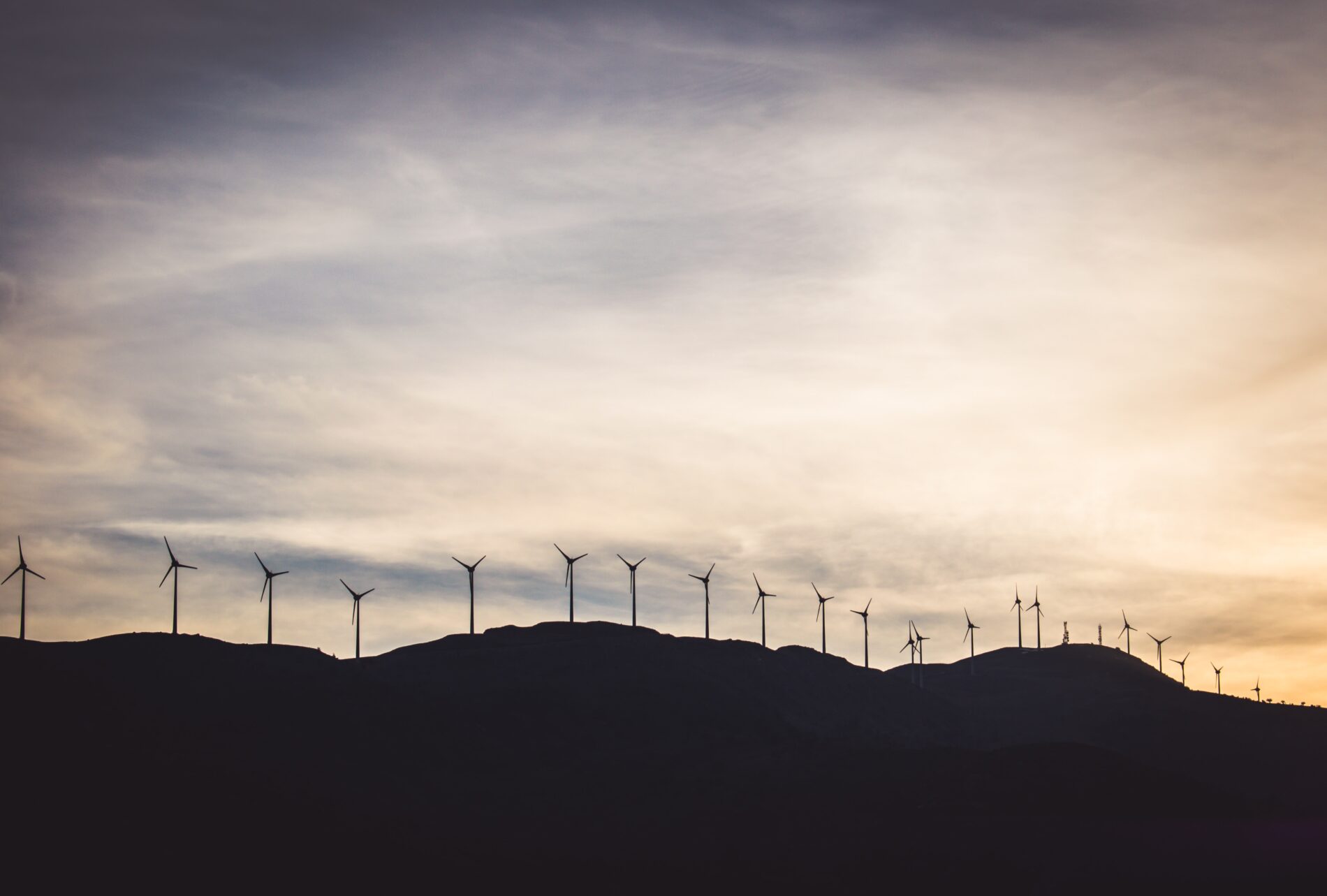 Silhouette of wind turbines