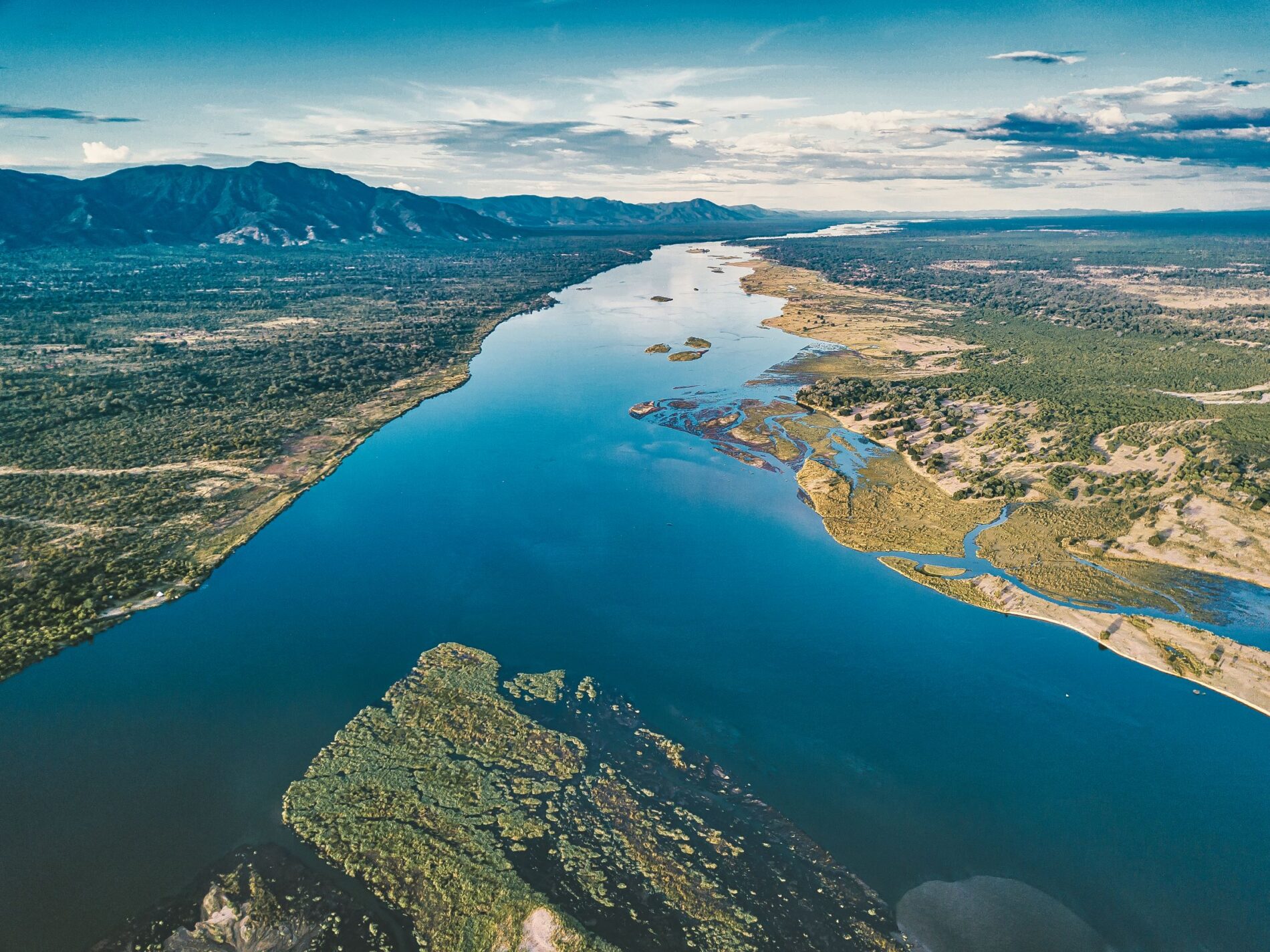 Aerial view of water way