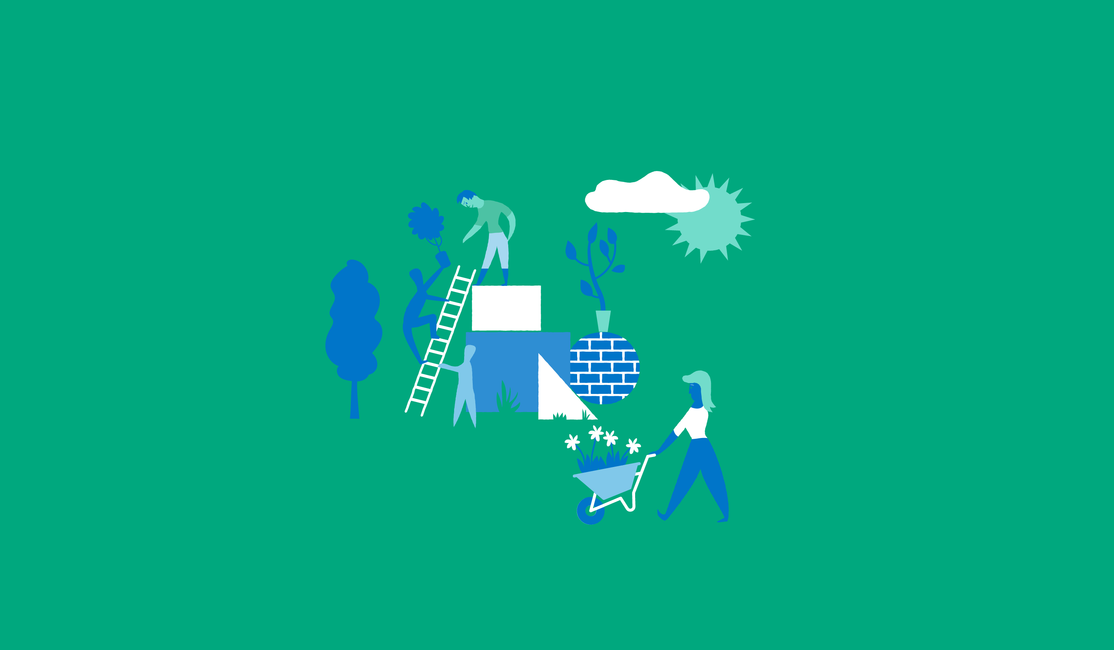 Graphic of people gardening