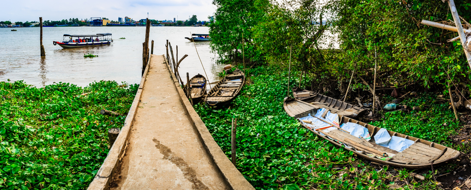 Small boat pier in Mekong river