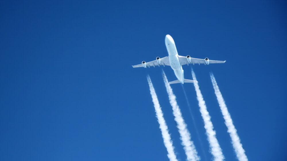 flying high. Commercial jet at altitude